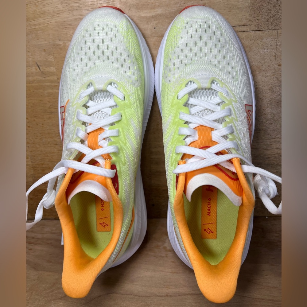 Hoka One One Mach 6 LIGHTWEIGHT Womens Sz 8 Running Shoes Sneakers White Lettuce - Picture 7 of 12